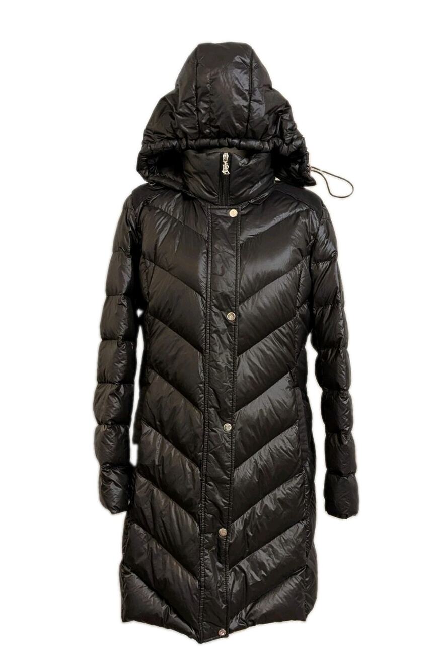 Lauren Ralph Lauren Women LARGE Ultra Lightweight Down Puffer Coat Long Black